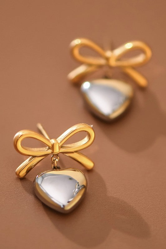 Bow Heart Earrings