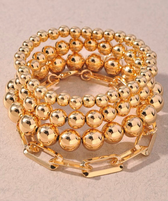 Metal Bead Bracelet Set